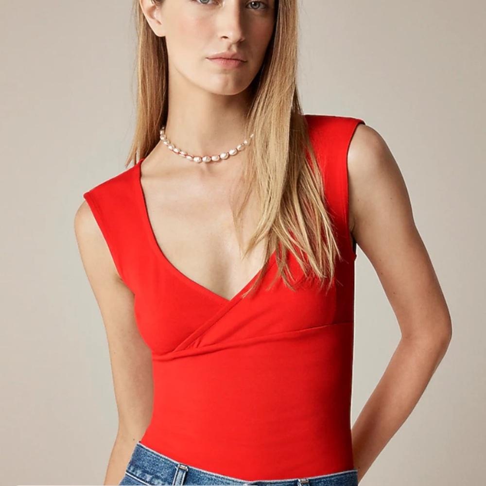 Jcrew Red cap sleeve cotton top